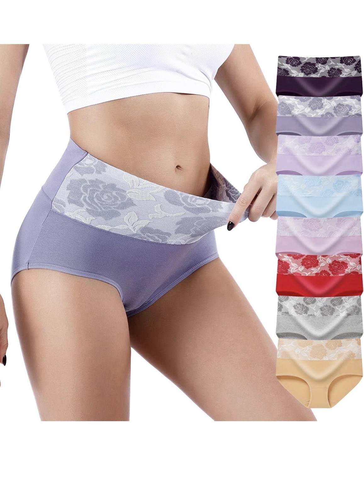 8 Pk Honzadar Women’s Cotton Waist Underwear Stretch Briefs Multipack 2XL