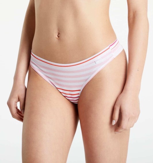 NWT DKNY DK8381 “Stretch Modal” Low-Rise Classic Thong, Striped, Pink, XL