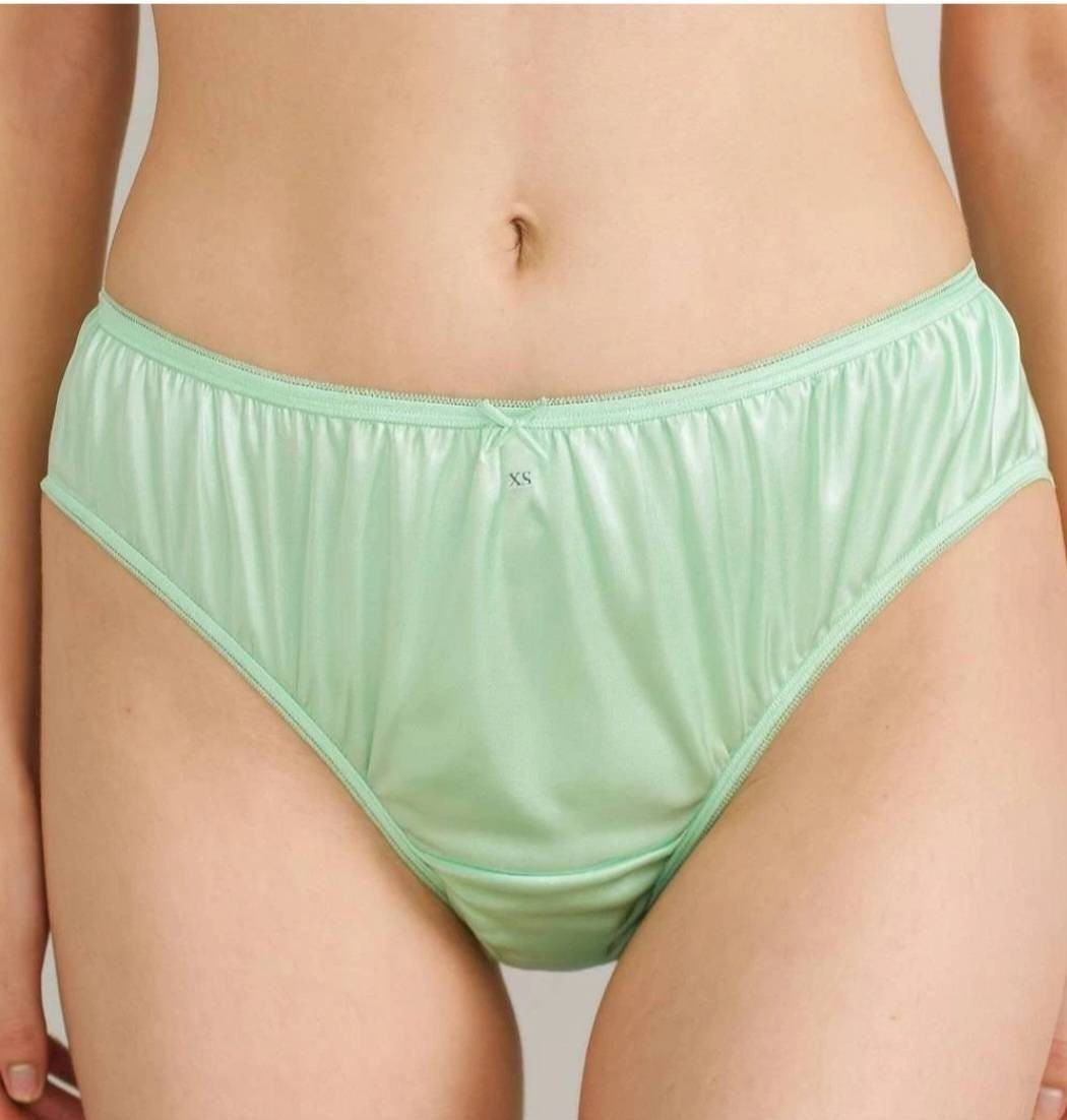6pcs Bikini Plus Underwear Nylon Woman Panties Soft Mid-Waist Briefs/3XL/Green