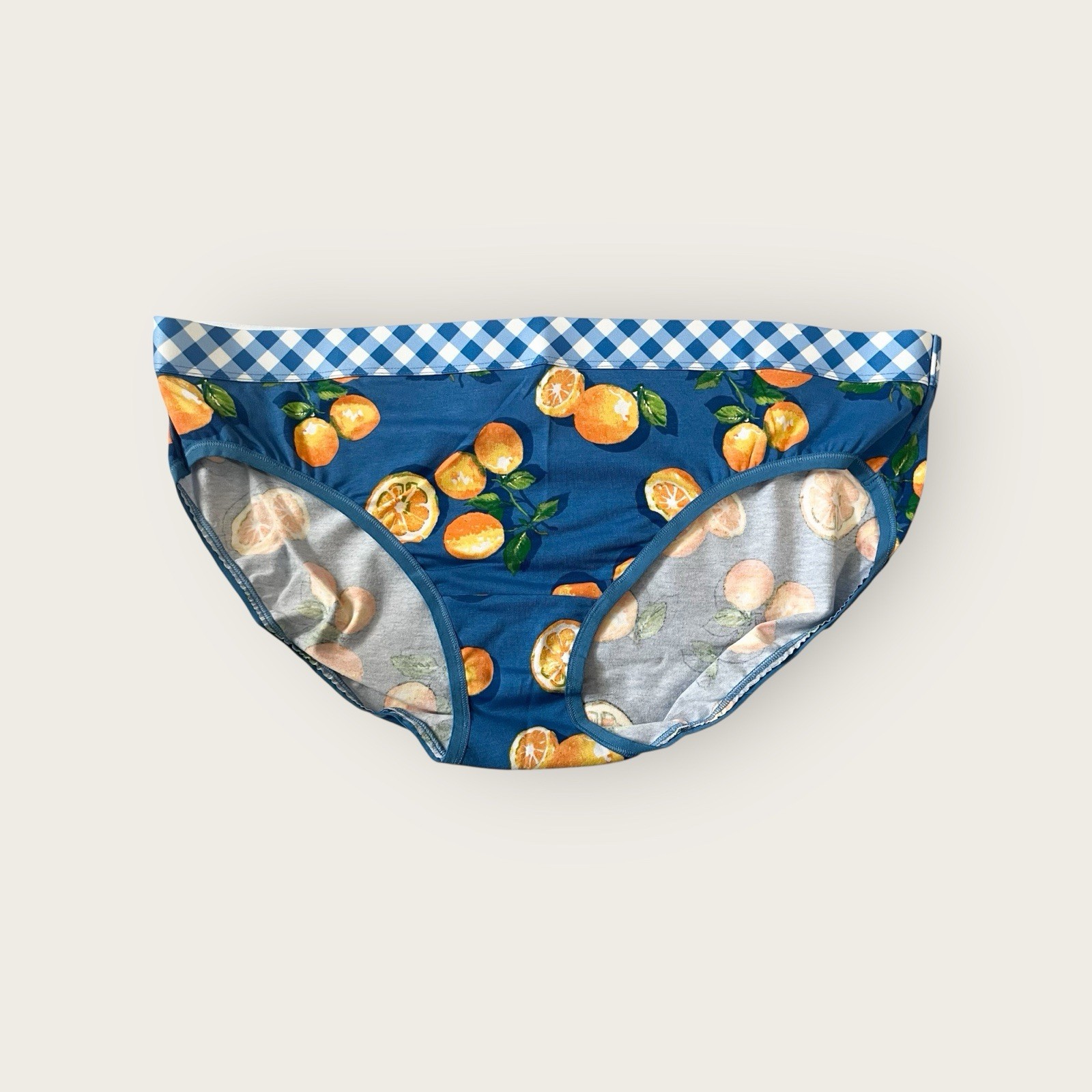 Lane Bryant Cacique Cotton Hipster Panty Oranges 18/20 Wide Gingham Waistband