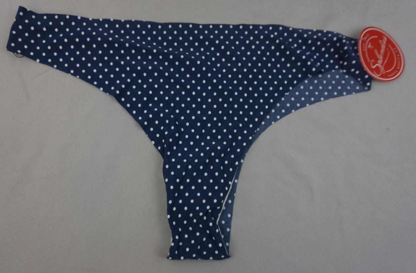 Splendies Navy Blue White Polka Thong Women’s X Large Underwear NWT