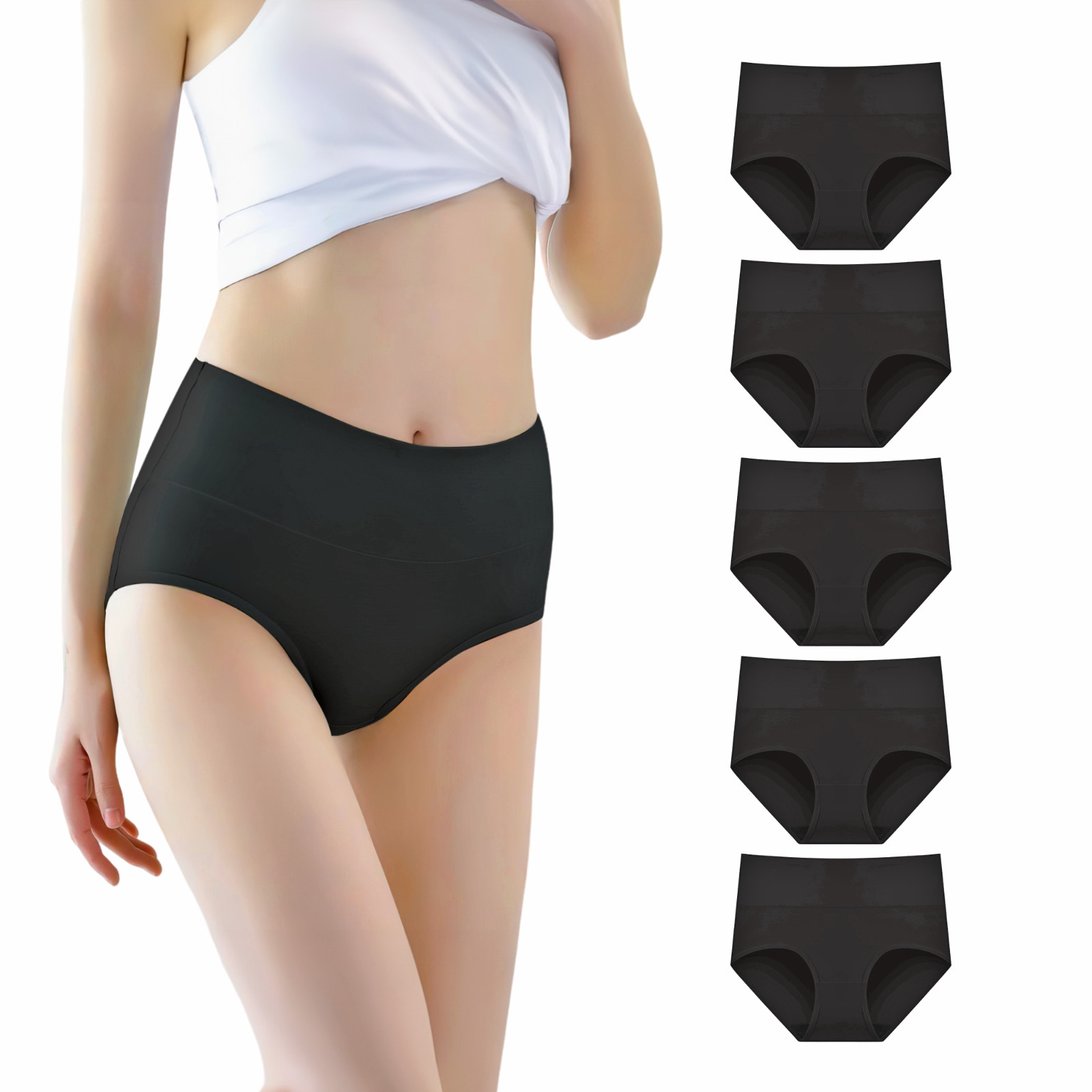 Ladies 5 Pack High Waist Full Briefs Cotton Underwear Knickers for Women S – 5XL