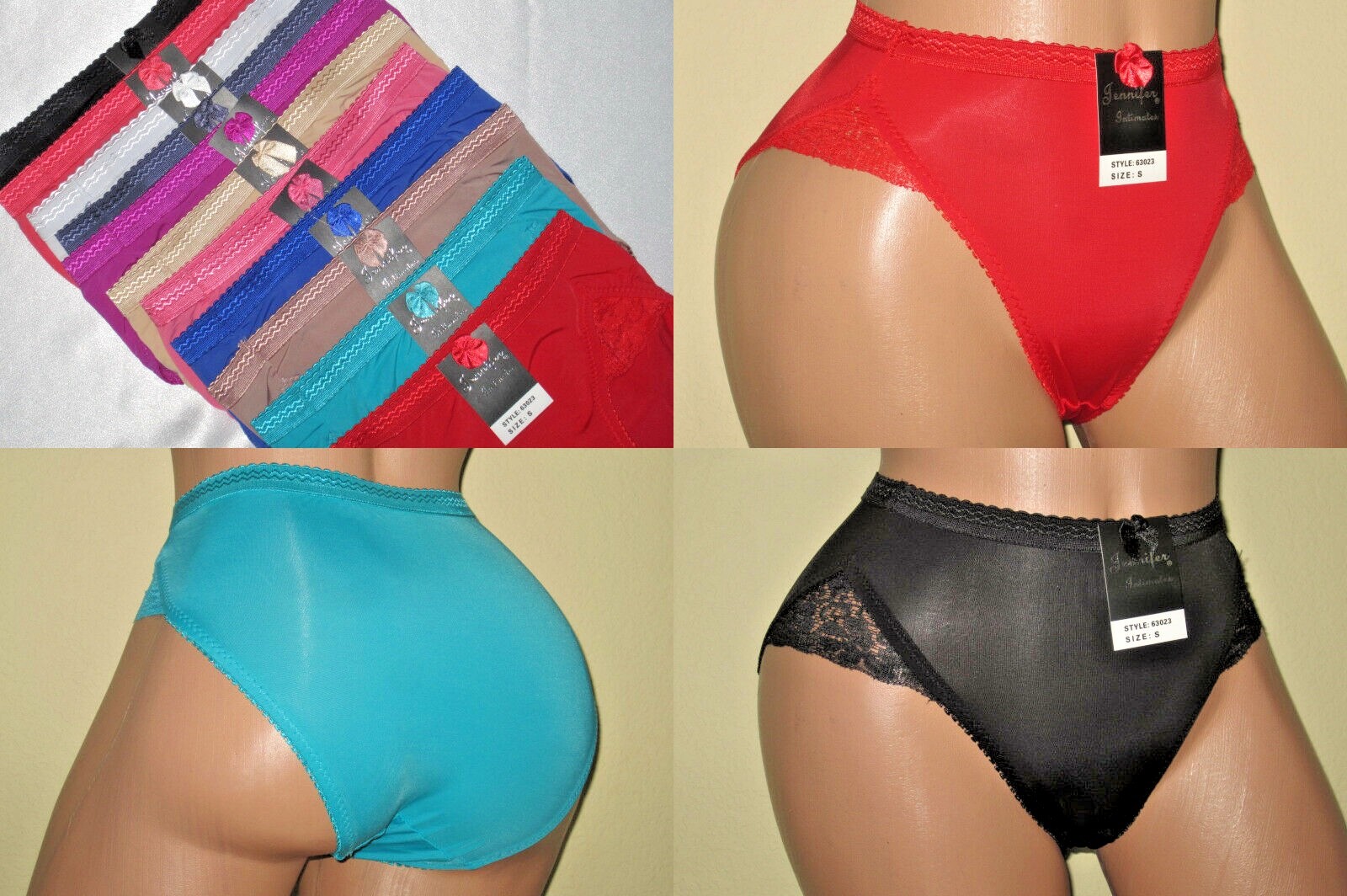 4-6 Briefs High-Waist Bikini High cut Panties Undies Silky Lace LOT 63023 S-5XL