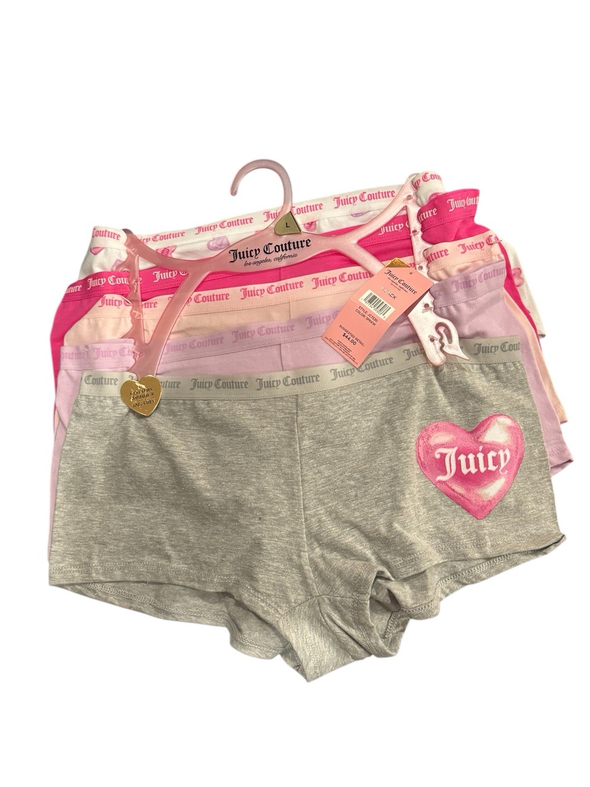 Juicy Couture Intimates for Women’s 95% Cotton 5% Spandex Style JC7530- 5-Pack