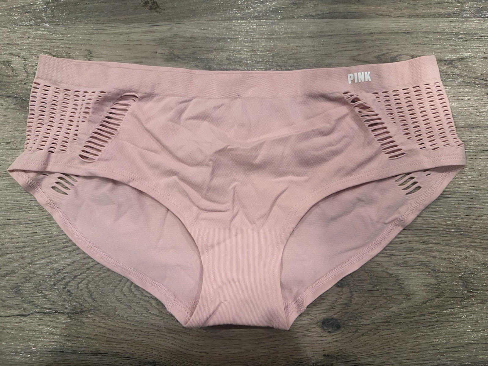 NWT VICTORIA’S SECRET PINK SIZE MEDIUM NETTED HIPSTER PANTIES PINK PETAL
