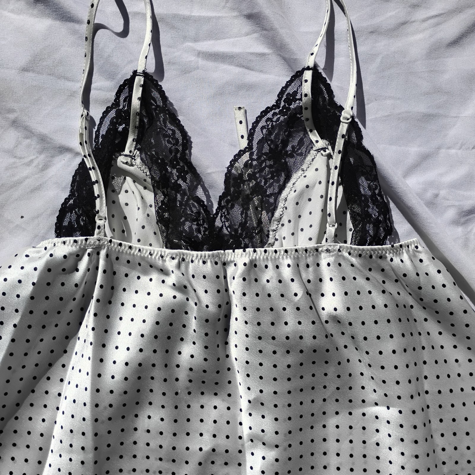 Victoria’s Secret Sz-M Satin String Bikini Panties & Sleep Cami Polka Dot Print