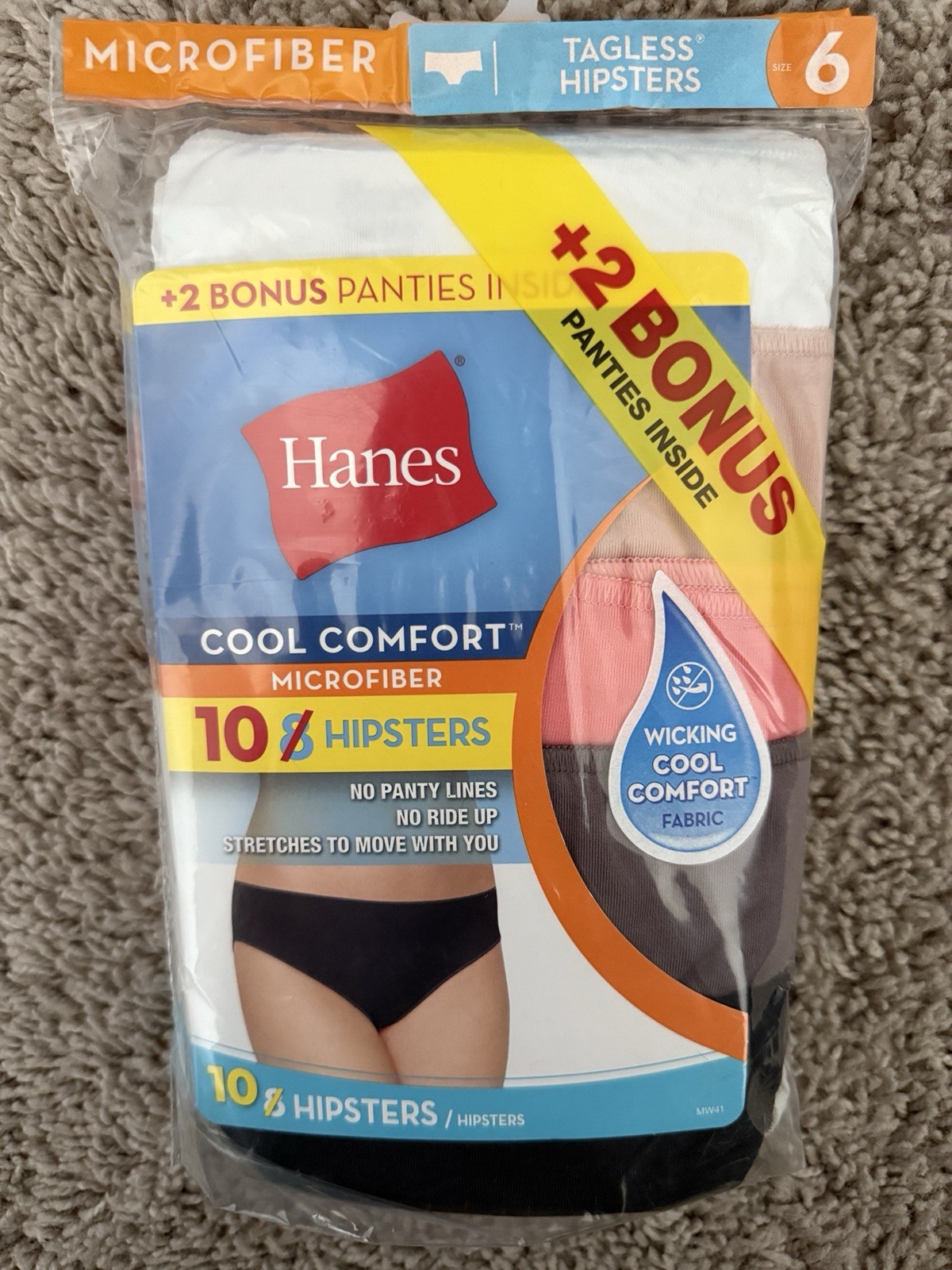 Hanes 10-Pack Brief Underwear Women Hipster Microfiber Cool Comfort Panties Sz 6