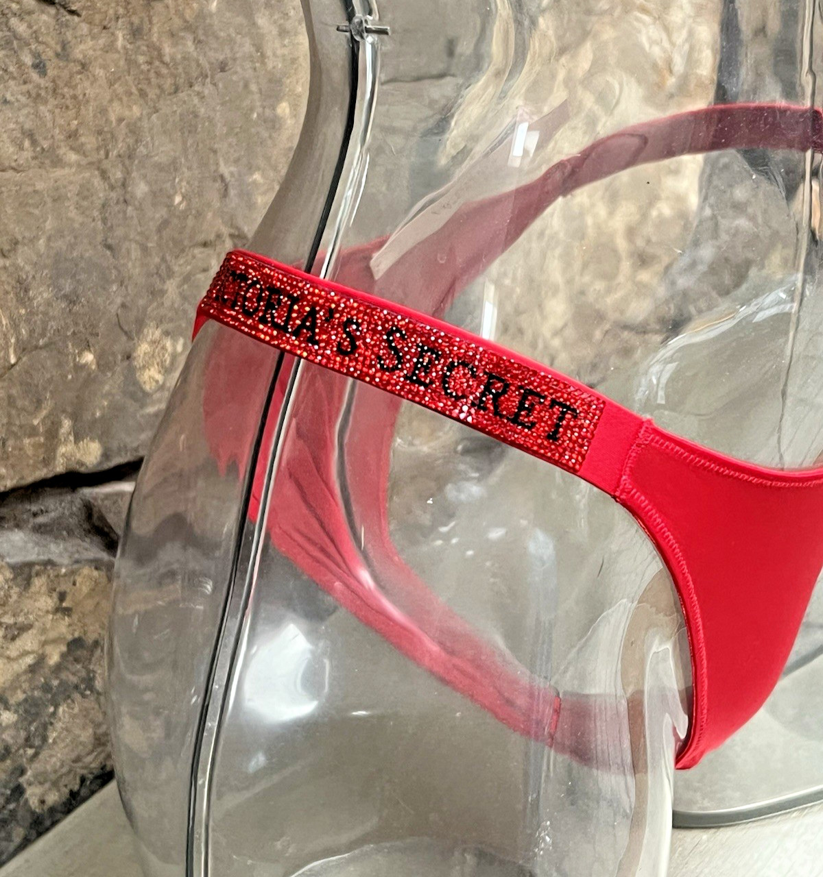 Victoria’s Secret VERY SEXY Shine Strap Satin BRAZILIAN Panty Sz M LIPSTICK NWT