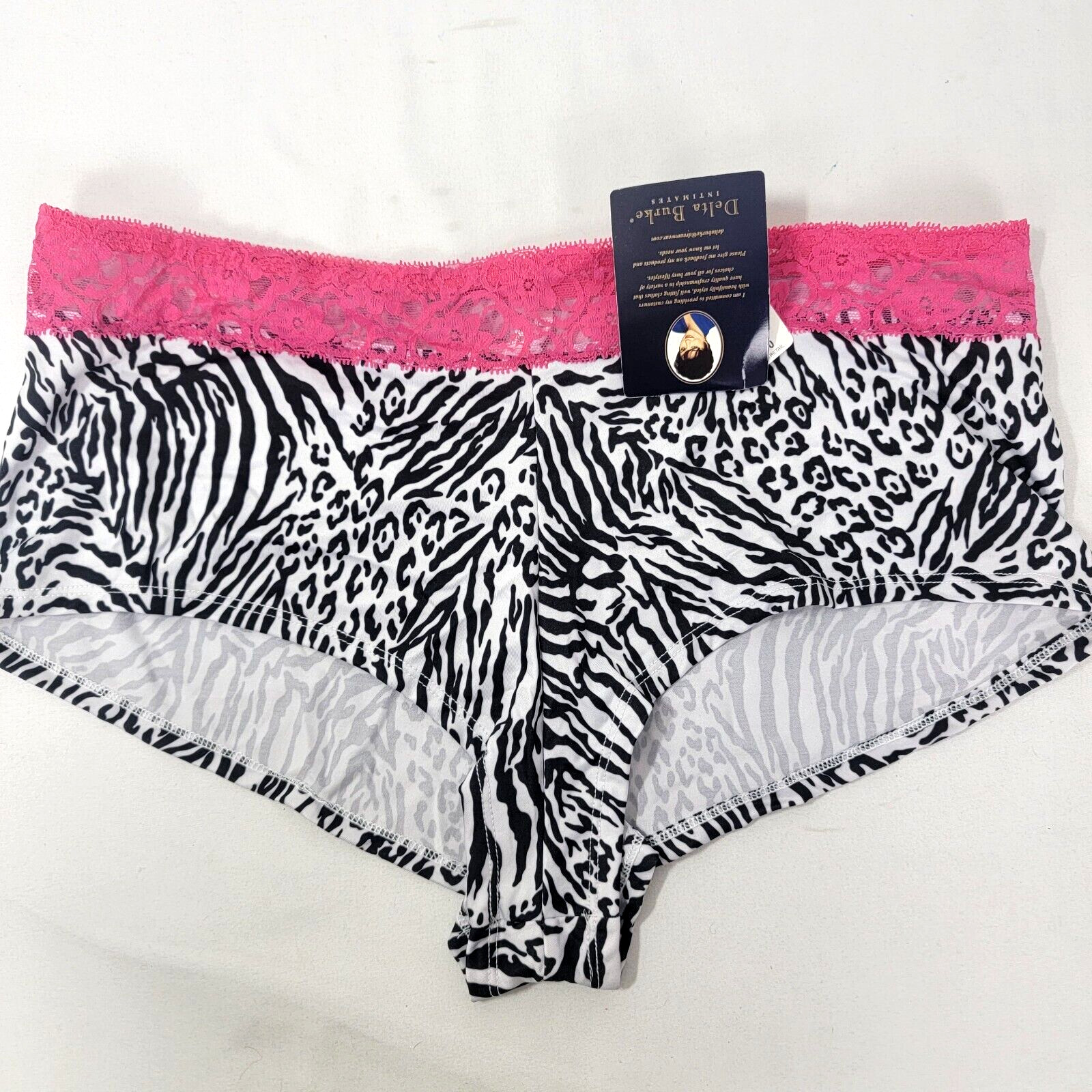 Delta Burke Women’s Panties Black White Zebra Pink Lace Waist Tribal Size 3X 10
