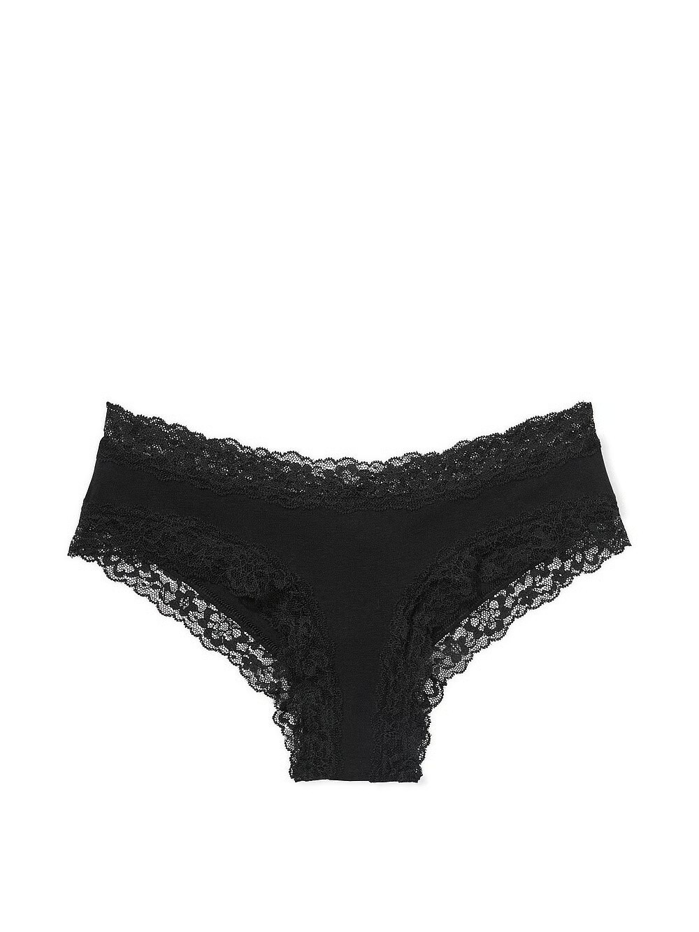 XXL NOIR BLACK Victoria’s Secret Stretch Cotton Lace-Waist & Leg Cheeky Pantie