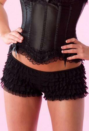 Velvet Kitten Black Ruffle Boy Shorts W/ Bow
