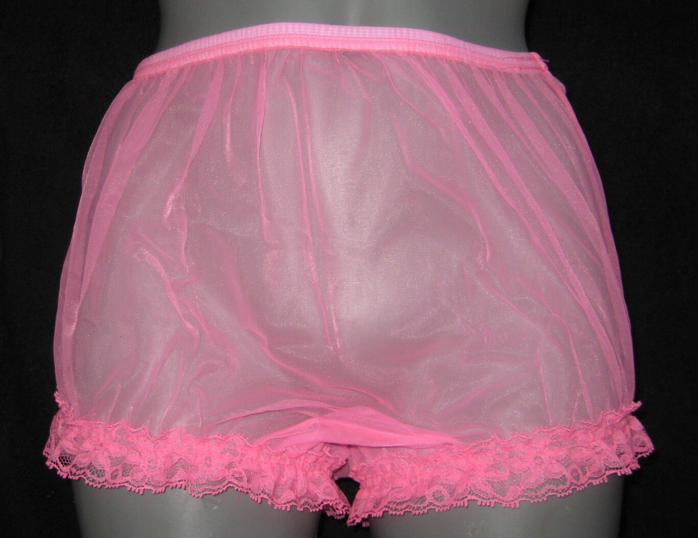 VINTAGE STYLE SHEER HOT PINK CAN CAN NYLON RUFFLE PANTIES M-l-