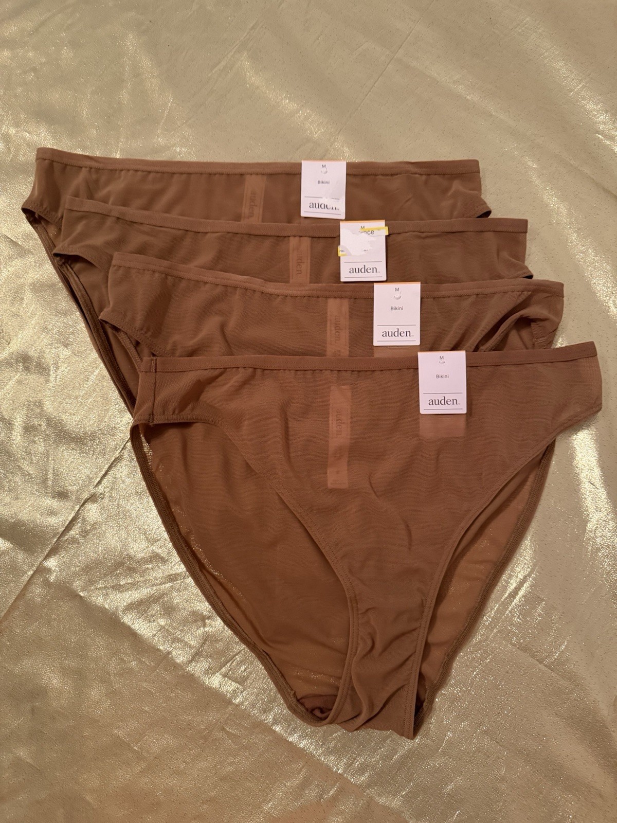 NWT Auden Lot of 4 Bikini Panties Nylon Stretch Color Shown Size Medium (8-10)