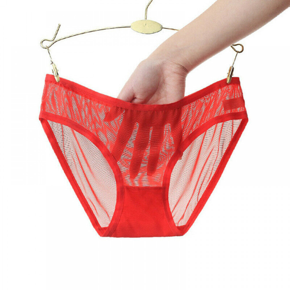 Women’s Low-Waist Transparent Mesh Briefs Seamless Panties Sexy Lingerie Knicker
