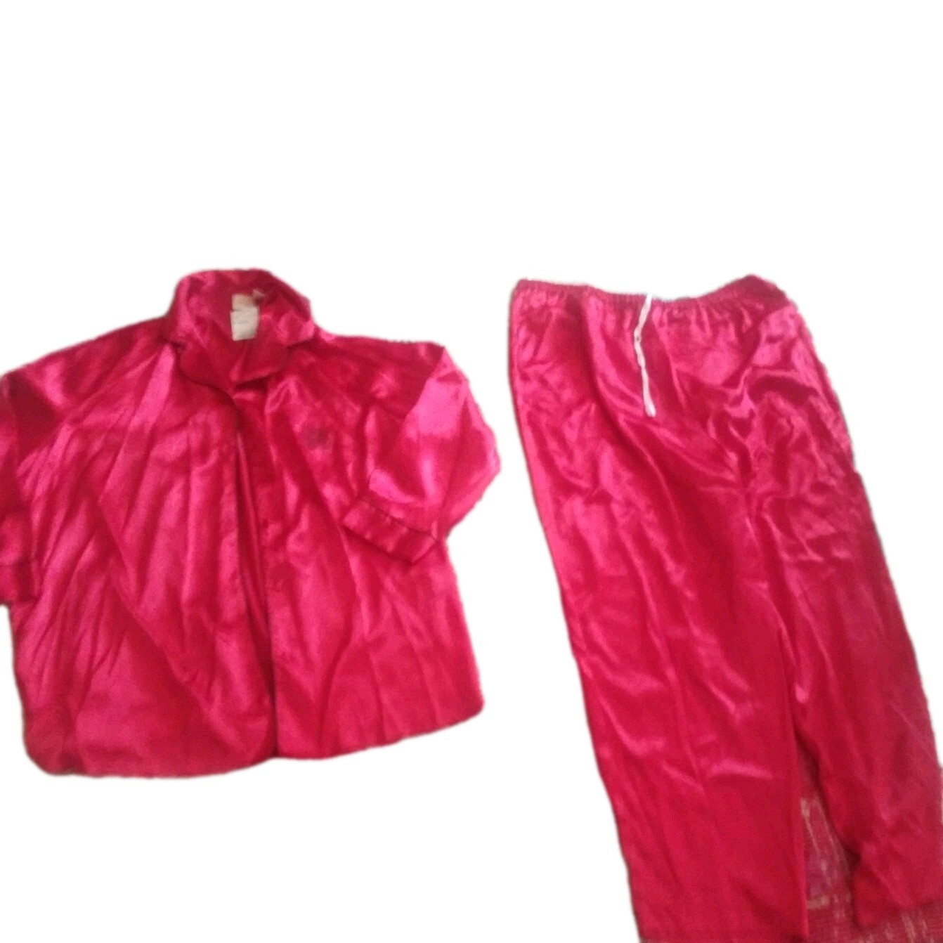 NEW NWT Sophia Delicates XL JCPenney red silky pajamas set pants top womens VTG