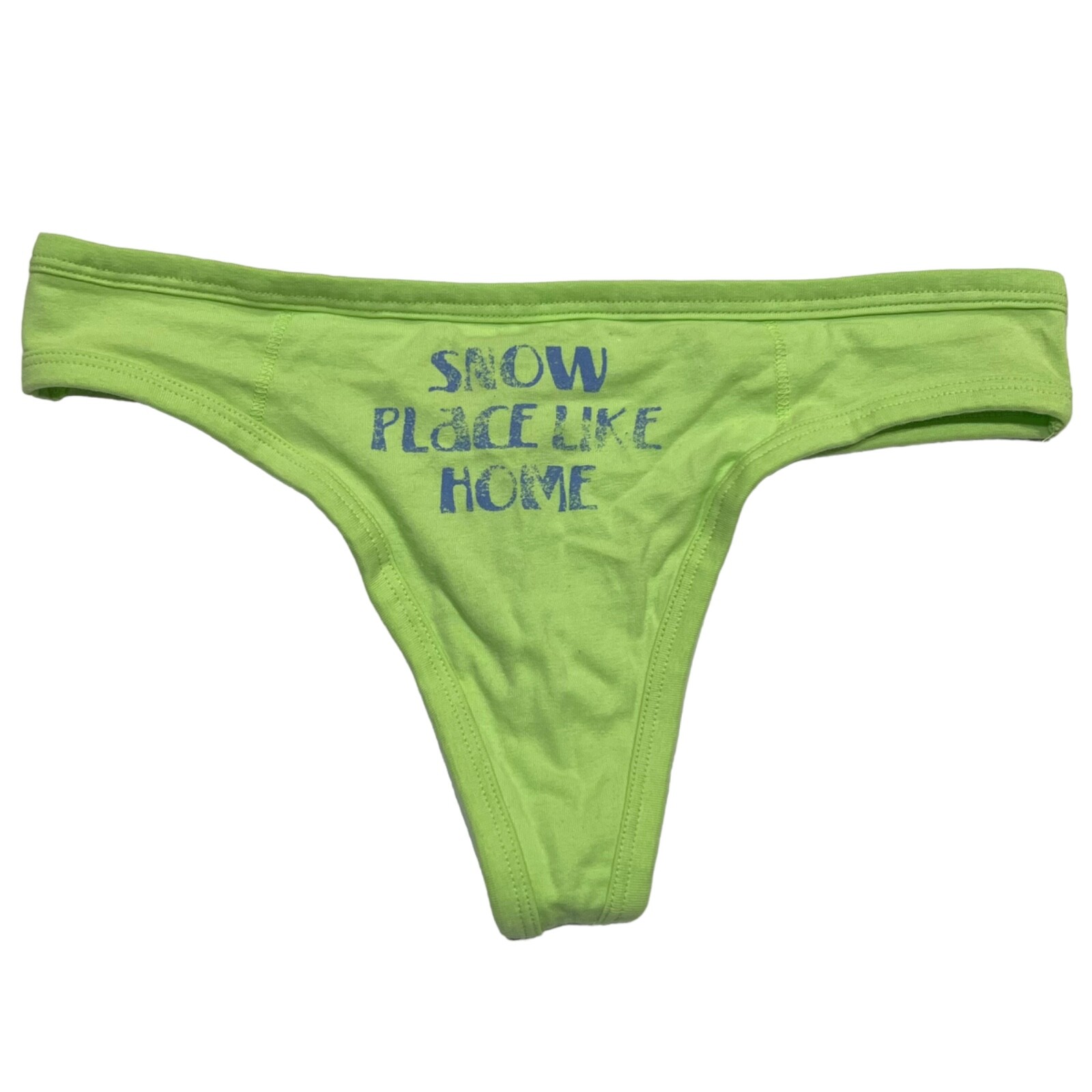 NWT AERIE Thong Sz M Green Cotton Jersey SNOW PLACE LIKE HOME