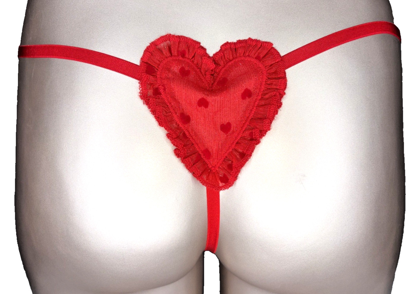 Victoria’s Secret Dream Angels NWT Medium Red Heart Chiffon V String Panty Sexy