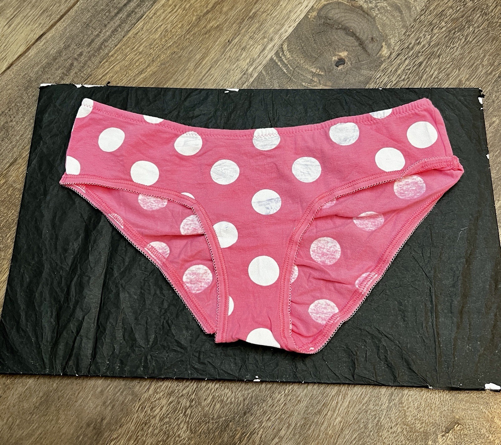 Victoria’s Secret S Pink Polka Dot Ruched Back Cotton Hiphugger Panties Small
