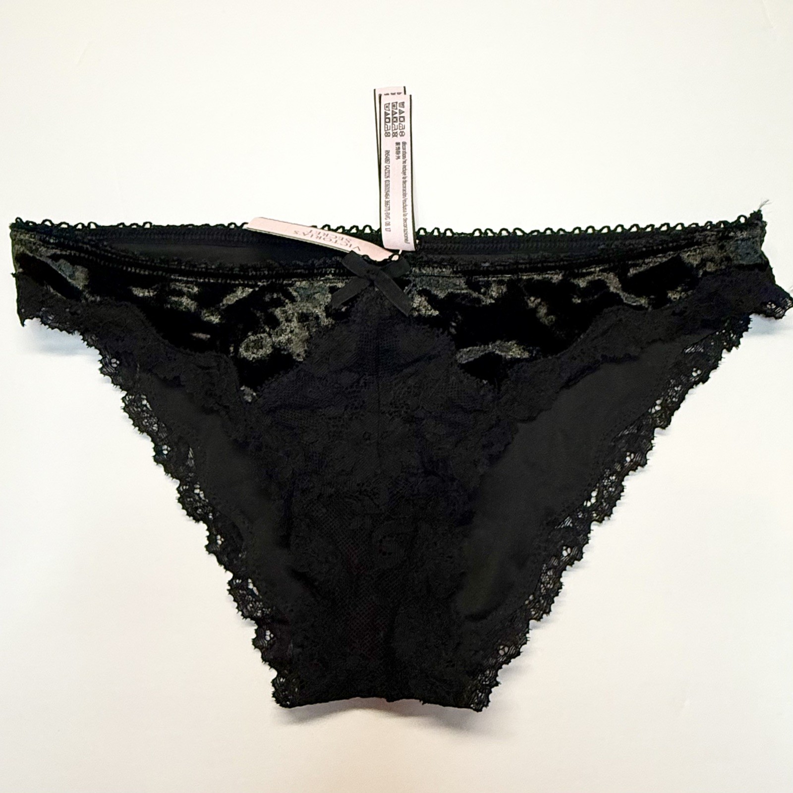 NWT Victoria’s Secret Dream Angels Velvet Shimmer Black Lace Cheekini Panties XS