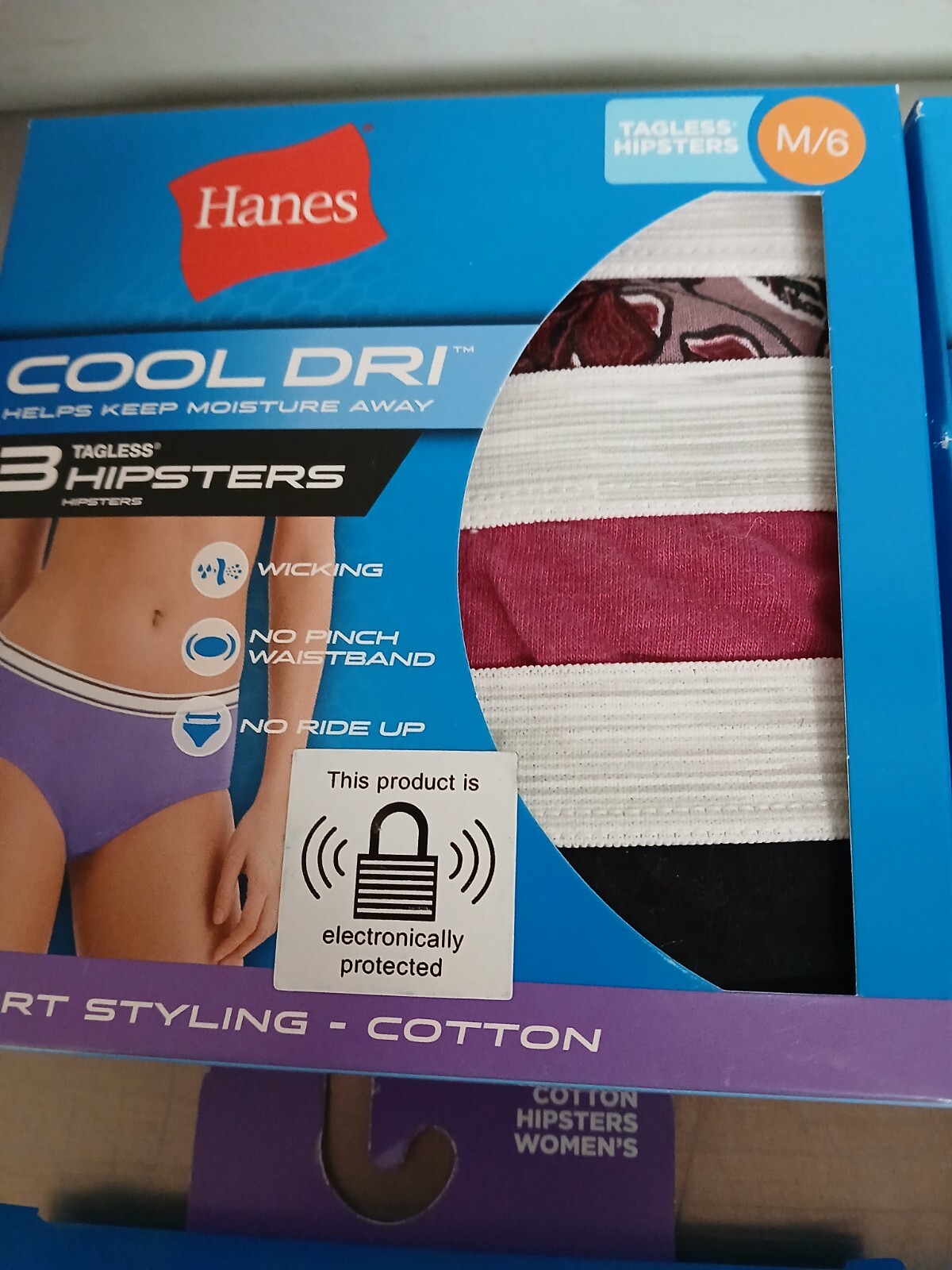 Women’s Hanes Tagless Cool Dry Hipsters Size M6-12 pairs- Wicking Panties