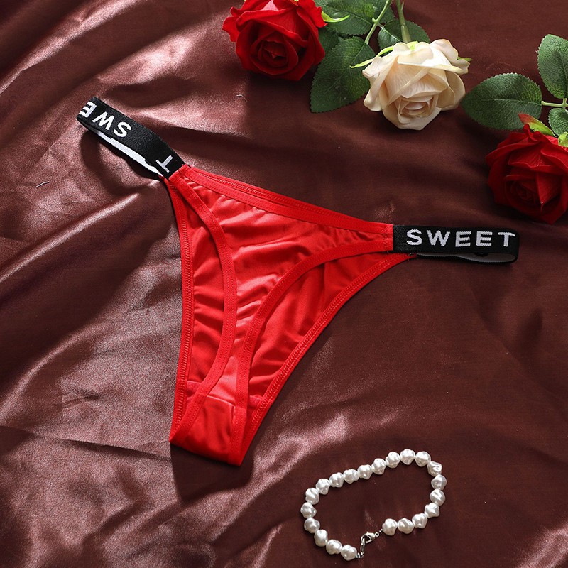 6PCS/LOT Ladies Womens Sexy Satin Thong Panties Underwear Bikinis Lingerie Brief