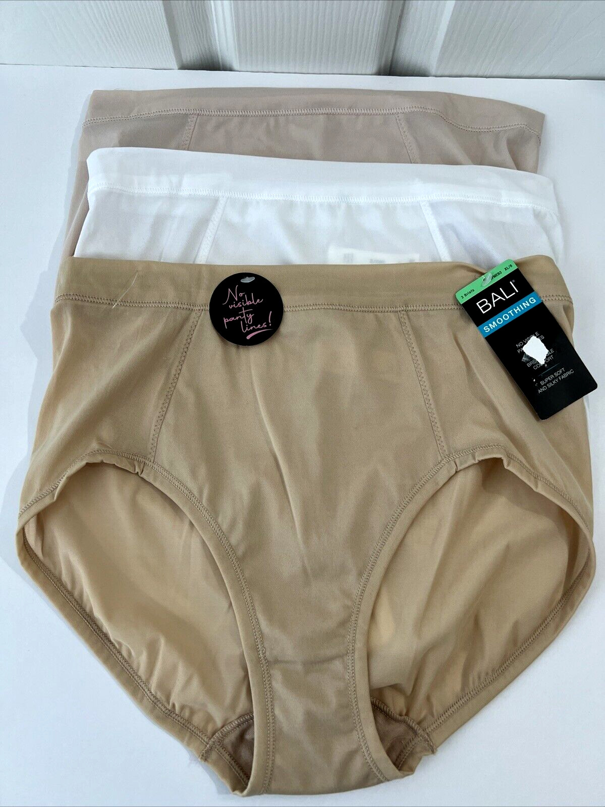 NEW Bali 3 Pairs One Smooth Ultra Light Briefs XL/8 DFMEB3 Multi-Color
