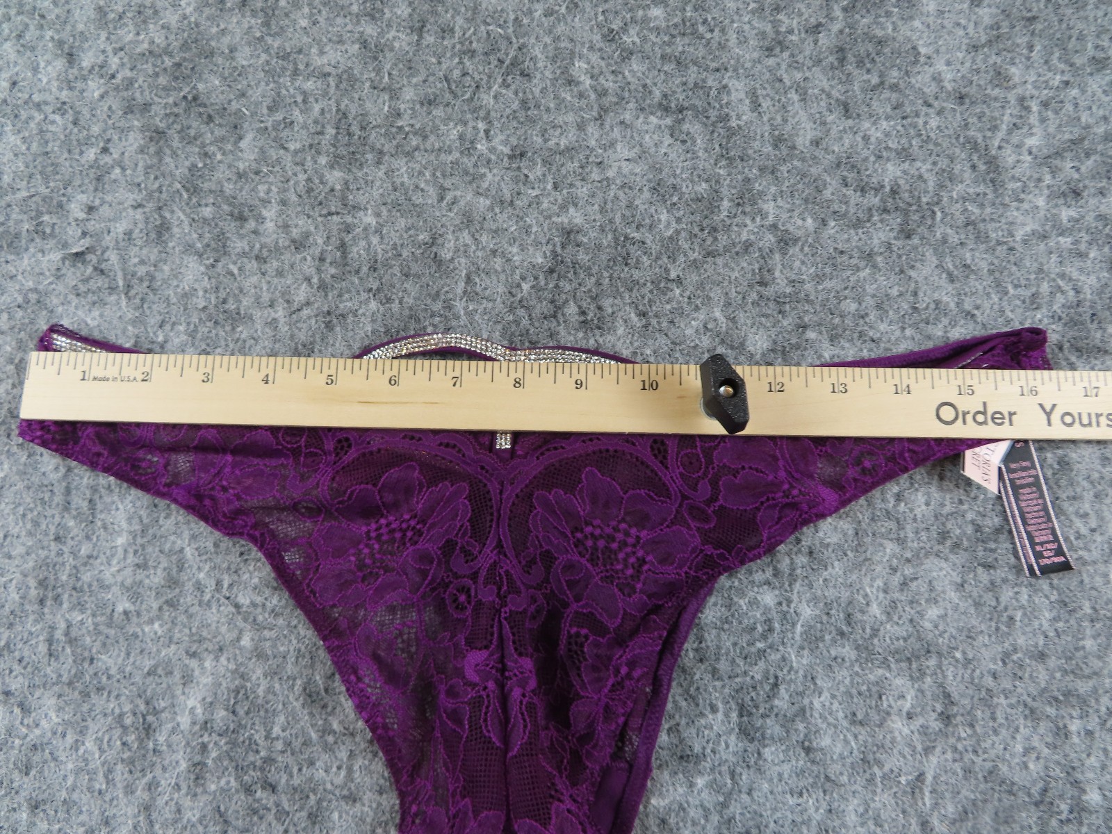 Victoria’s Secret Very Sexy Panty XL NEW Brazillian Floral Lacey Rhinestone