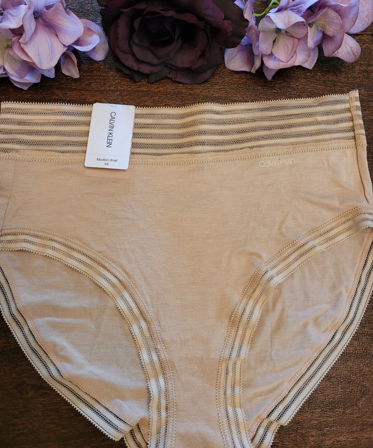 XS CALVIN KLEIN SeXy Ultra-Soft Wide Lace Modal Modern Brief QD3868 NWT