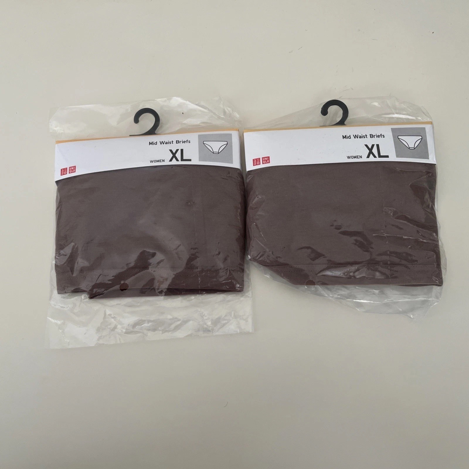2 PRs UNIQLO SIZE XL MID WAIST BRIEFS UNDERPANTS -35 brown-43-45” HIP-RRP £15.90