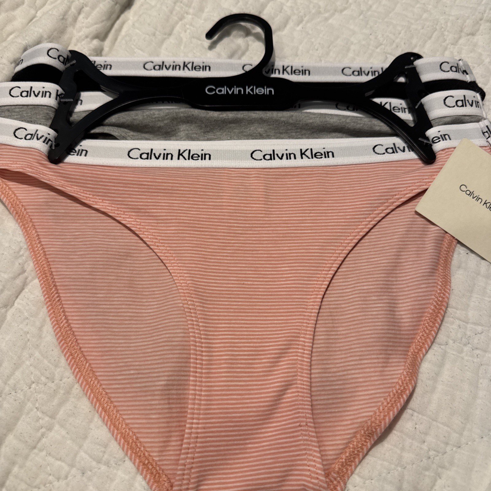 WOMENS CALVIN KLEIN BIKINI UNDERWEAR 3 PAIR GRAY PINK BLACK SIZE SMALL