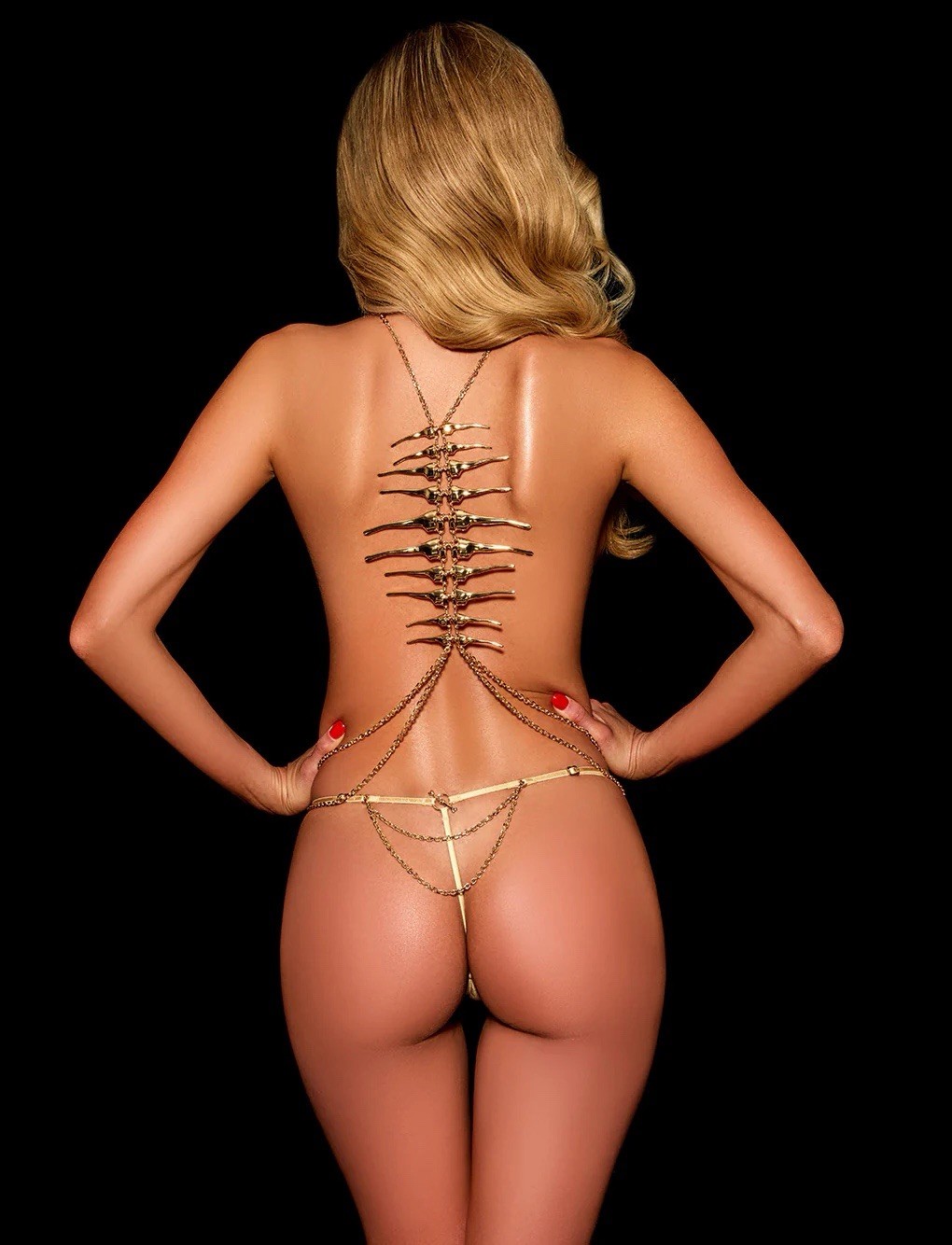 New Honey Birdette Skeletina Skeleton Chain Thong String Size S/M