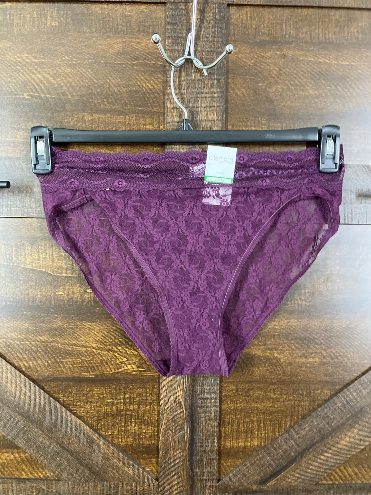 b.tempted By Wacoal Lace Kiss Hi-Leg Panties Burgandy Womens Size L/7