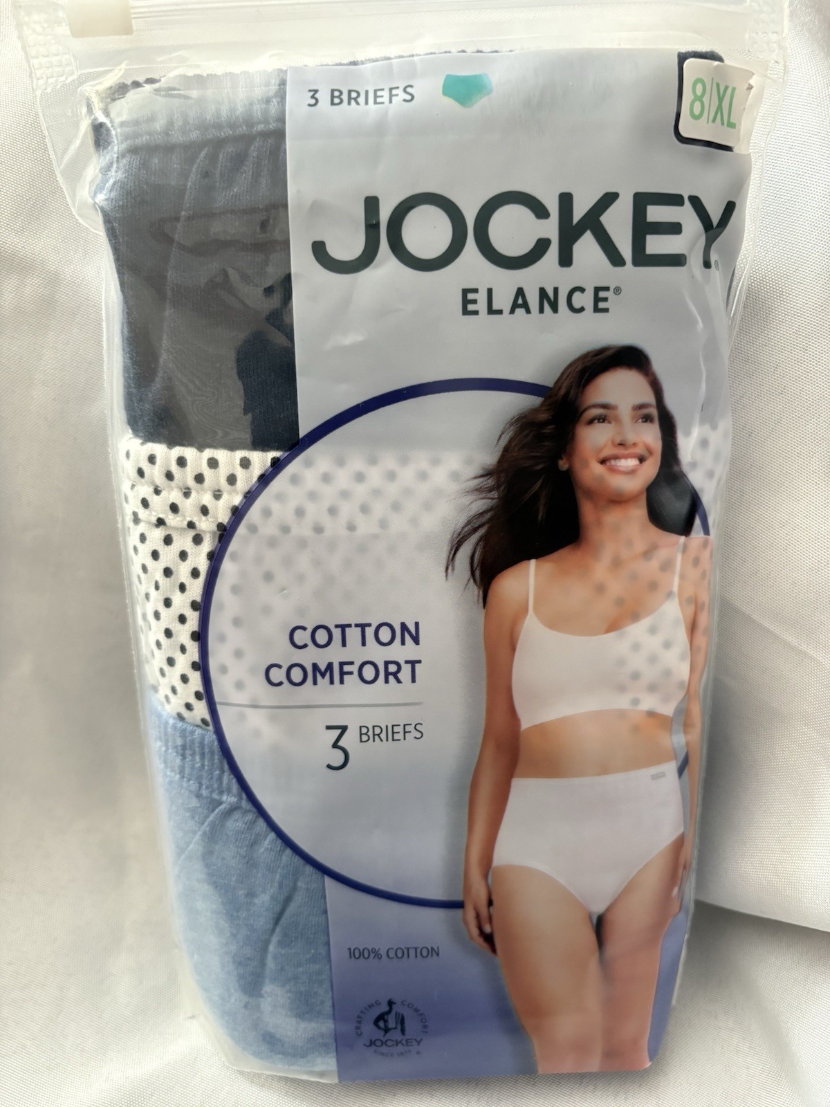 New Jockey Elance Briefs Cotton Comfort 3 Pack Women Size 8 X-Large 100% Cotton