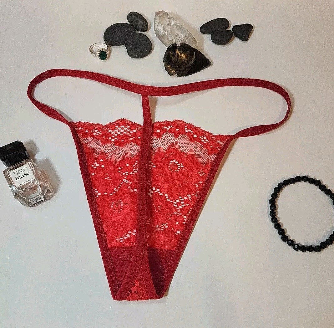 Red Lace Dream Angles T-back Very Sexy V String Thong Size Medium Only