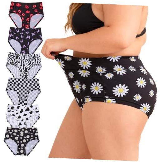Plus Size Underwear for Women XL-5XL Plus Size X-Large 6 Pack Classic Panties