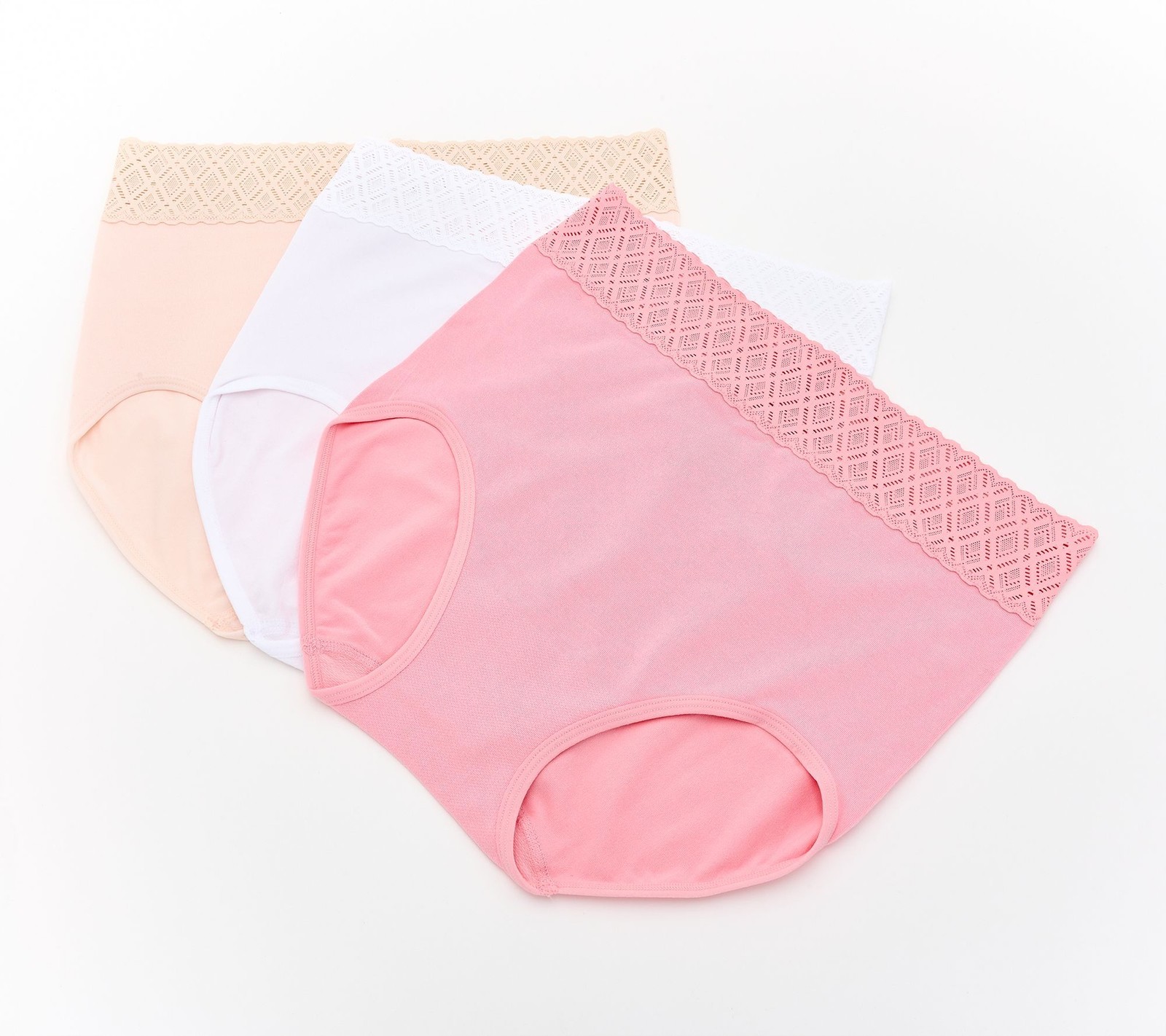 Breezies Women’s Plus Sz Panties 2X Comfort Breeze Lace Multi-colored A679204