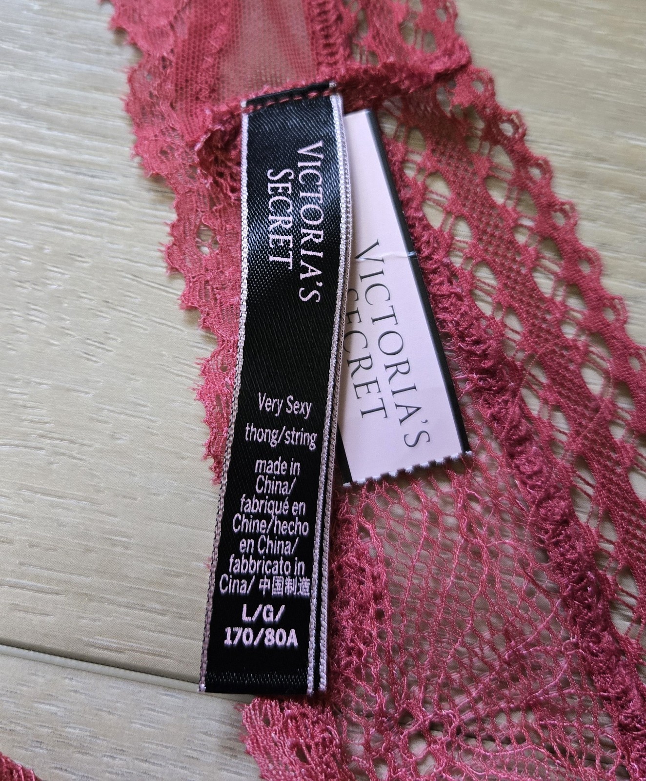 NWT Victoria’s Secret Very Sexy Sheer Lace Keyhole Corset Thong String Panties L