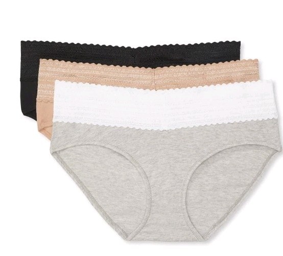 Warners Blissful Benefits XL Cotton Lace Hipster Panties 3 PACK Dig Free #10726