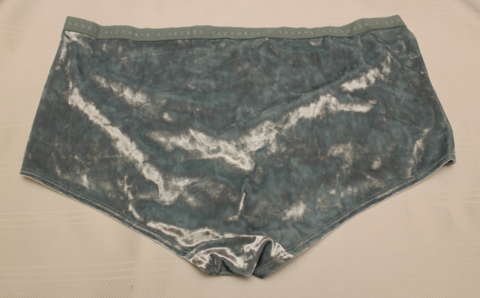 XL Victoria’s Secret Velvet Logo Waist Shortie Boyshort Panties Sage Dust Green