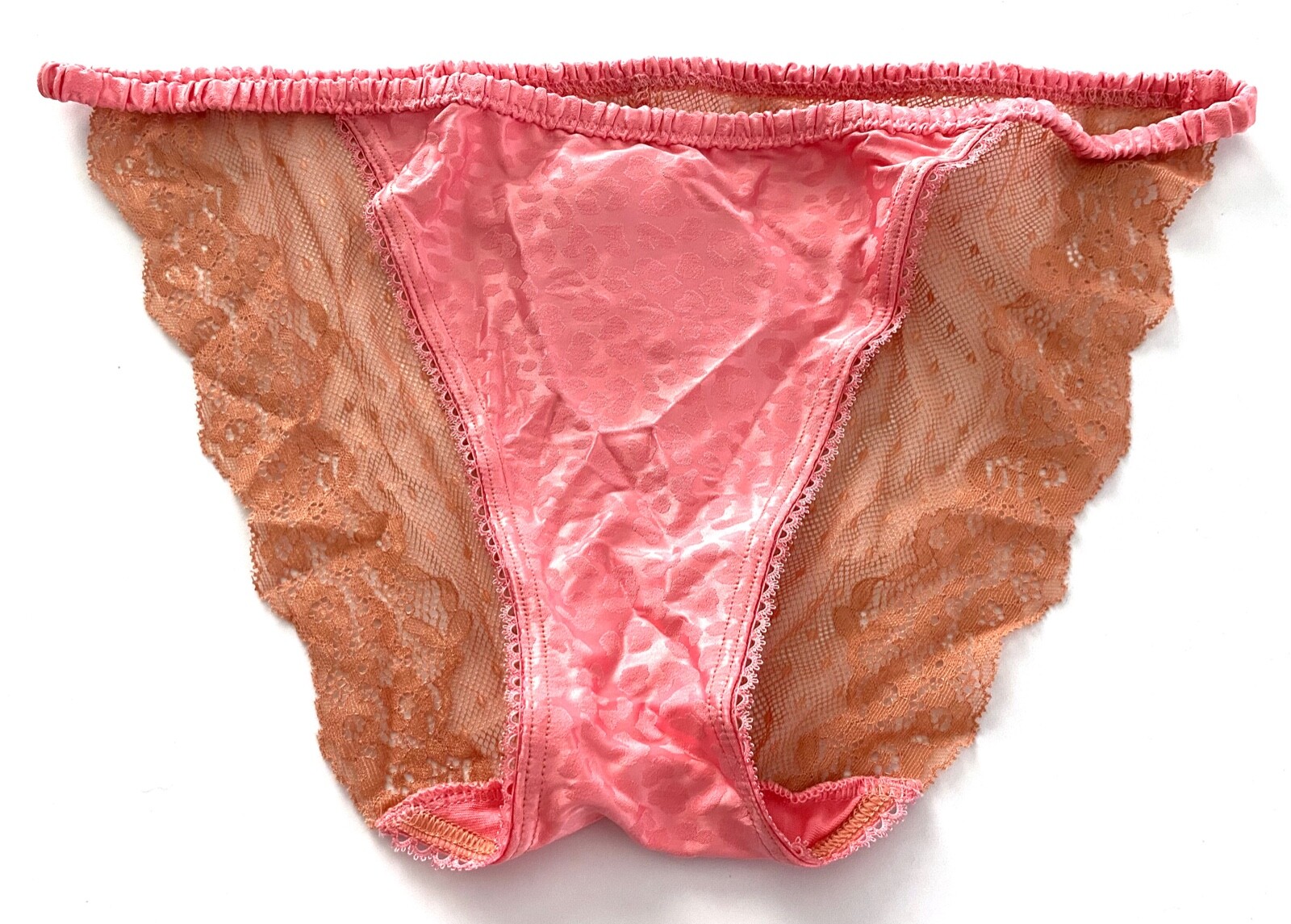 Victoria’s Secret String Bikini Panty Cocktail Pink Animal Satin Lace S M L XL