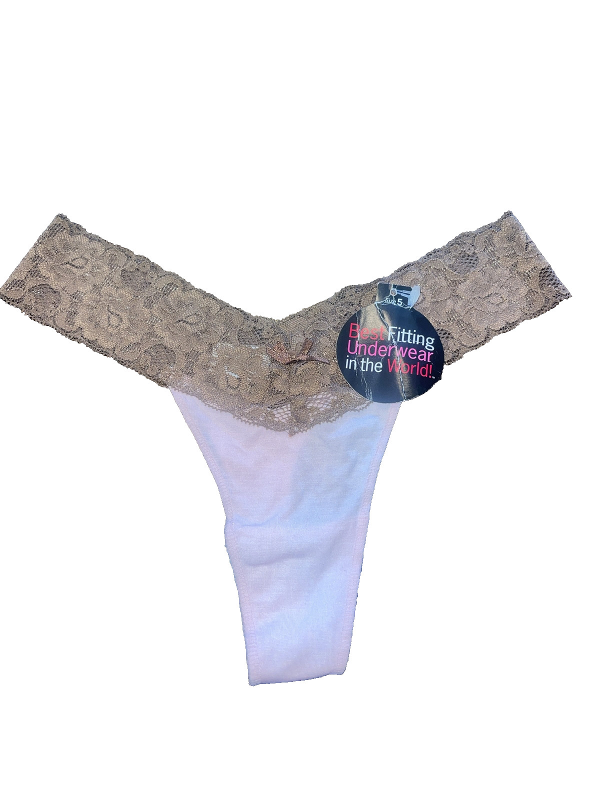 NWT Sara Max Thong Panty Pink Brown Lace Sissy Feminine Festival Whimsical Small