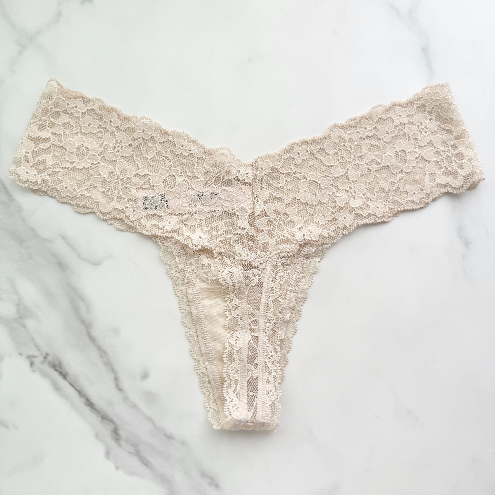 Victoria’s Secret The Lacie Posey Lace Thong Panty Marzipan SZ S/L/XL