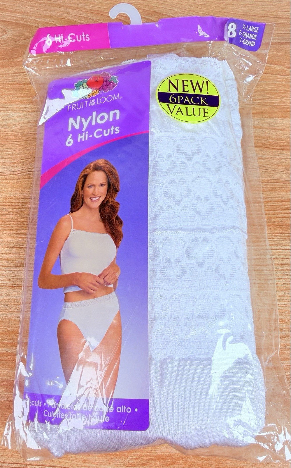 Vintage 2009 Fruit of the Loom Nylon Hi-Cut Panties 6 Pack XL Size 8 NOS