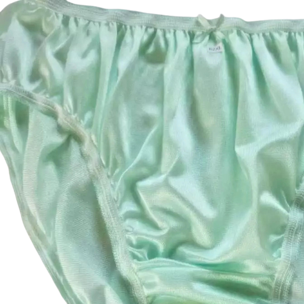 Set of 6 Bikini Panties 2XL Nylon Soft Stretch Waist 32-42″ Green Silky Comfort