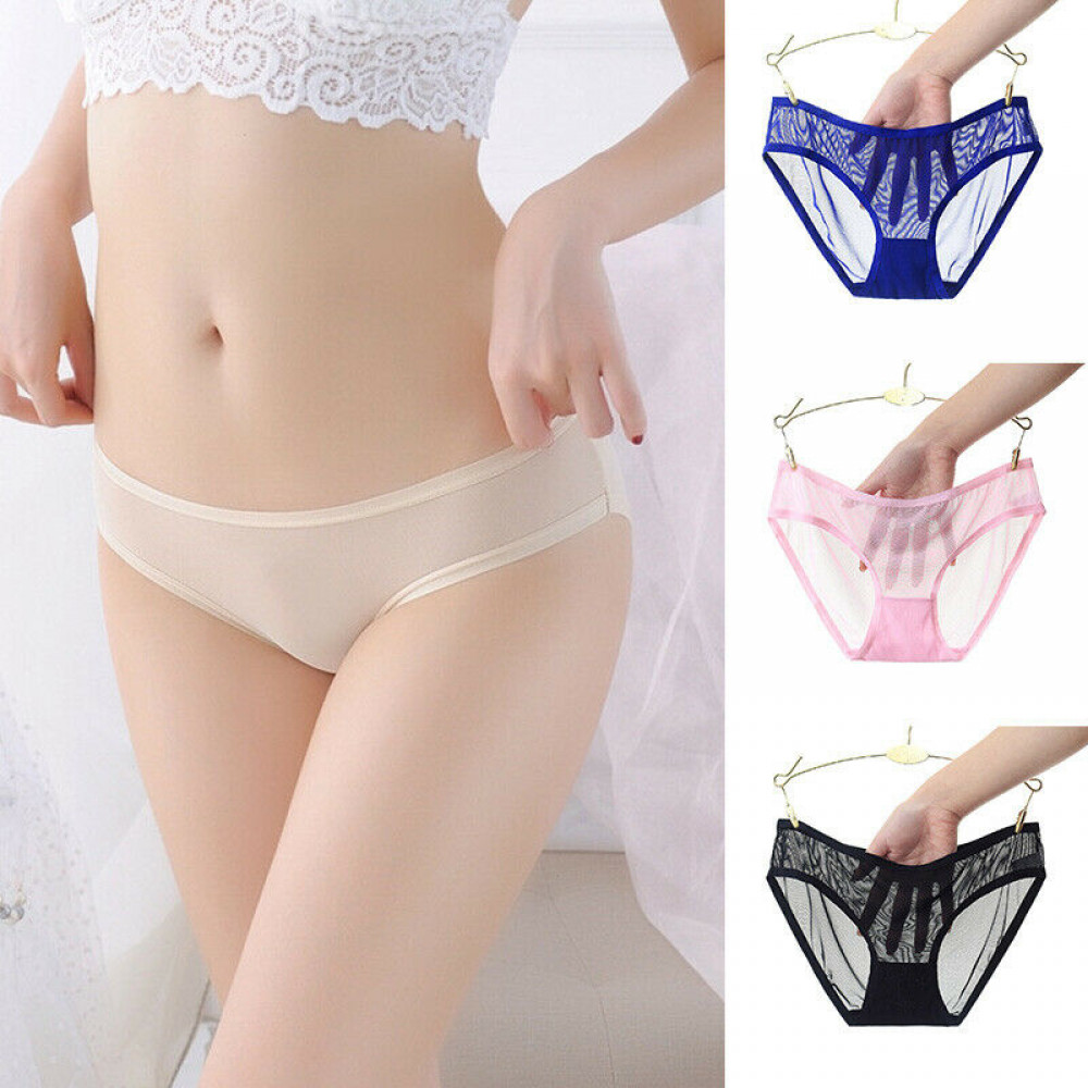 Women’s Low-Waist Transparent Mesh Briefs Seamless Panties Sexy Lingerie Knicker