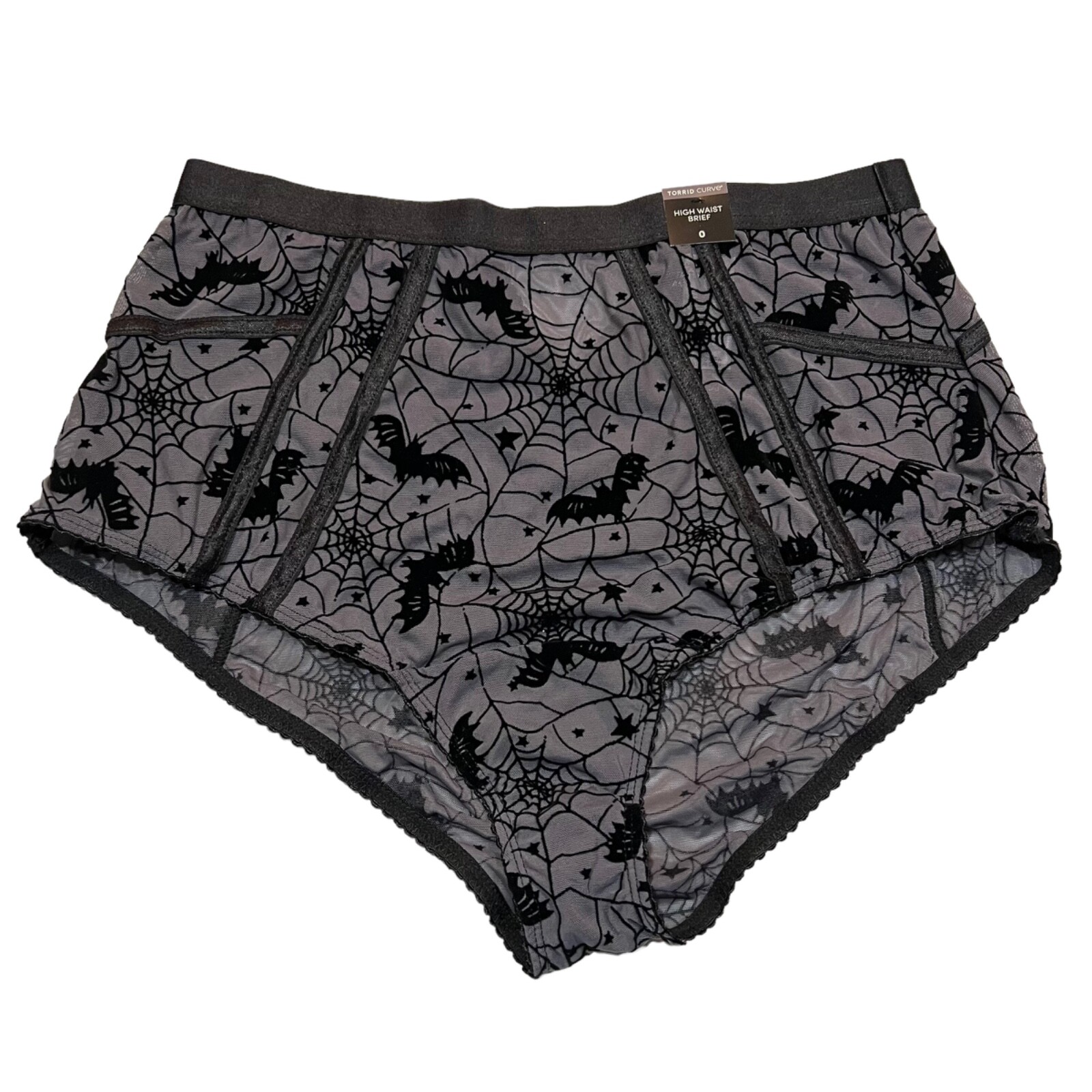 NWT TORRID High Waist Brief Panties Sz 0X-1X-2X-3X-4X Black Gray Spider Webs