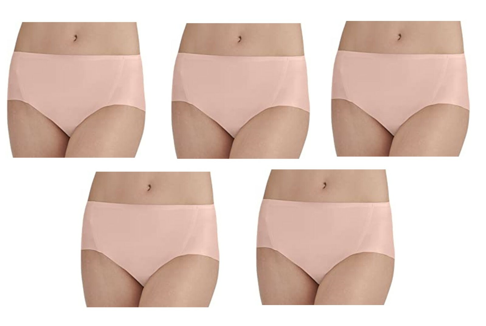 5 pc Vanity Fair Women’s Nearly Invisible Hipster Panties 18243 In Buff 6~7~8