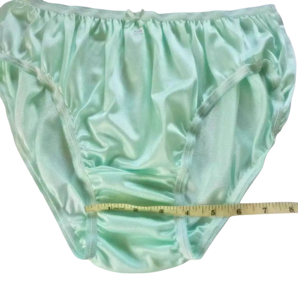 Set of 6 Bikini Panties 2XL Nylon Soft Stretch Waist 32-42″ Green Silky Comfort