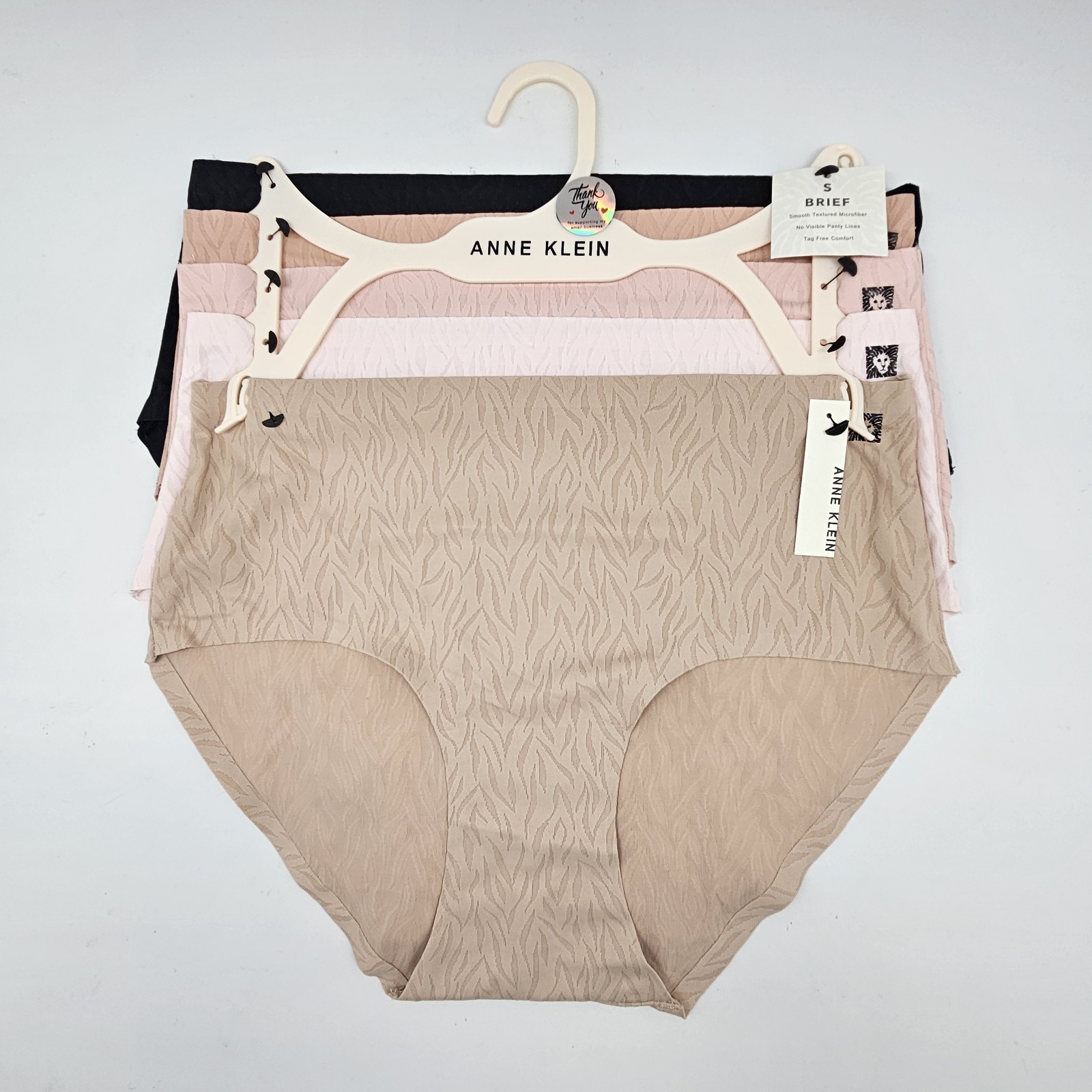 5 Pack ANNE KLEIN Women’s S M L Logo Microfiber Briefs Black Beige Pink