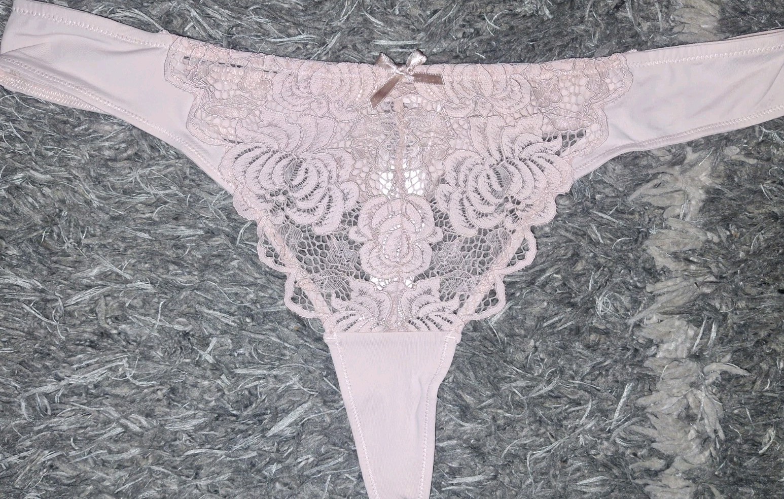 Adore Me/VS Floral Lace Front Thong Panty NEW Medium Pink